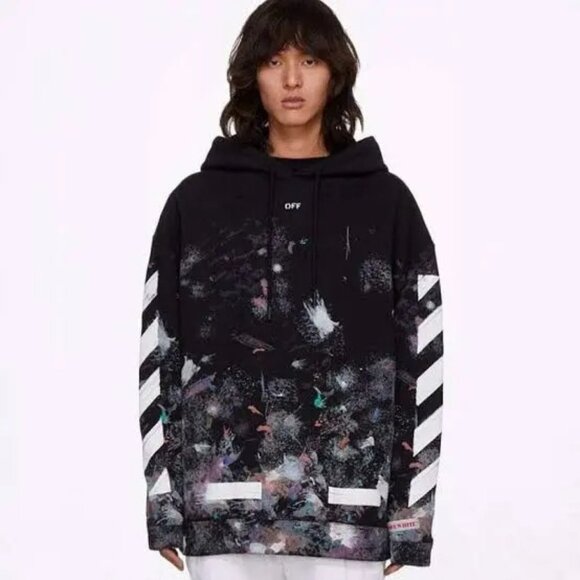 OFF-WHITE Diag Galaxy Brushed Over Hoodie in Black - Picture 2 of 5